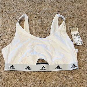 Adidas Women's White Sports Bra with Logo Band